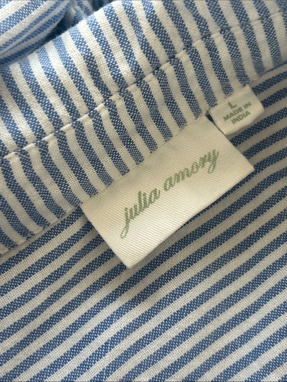 Julia Amory The Carolyn Shirt Striped Ciel Size Large EUC - Picture 5 of 6